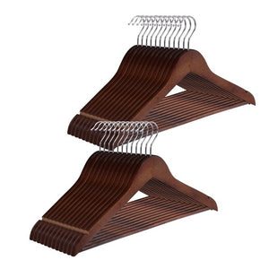 Segawe Premium Wooden Hangers 50 Pack Non-Slip Coat Clothes Hangers w/Swivel Hook Brown