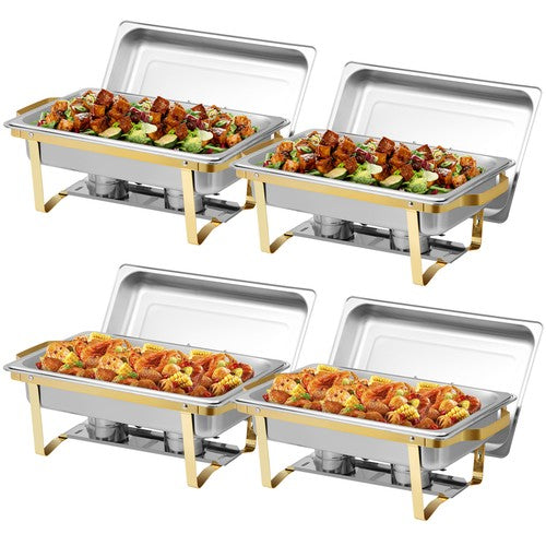 Segawe 4 Pack 8 Qt Chafing Dishes Gold&Silver Color Buffet Warmer for Restaurant Party