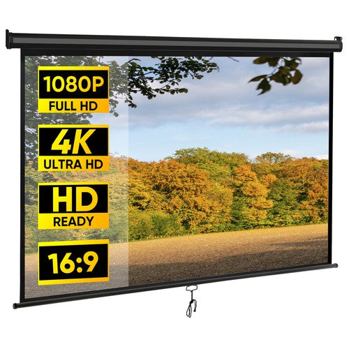 Segawe 80 inch 16:9 HD Projector Screen Pull Down Projection Screen Home Cinema Black