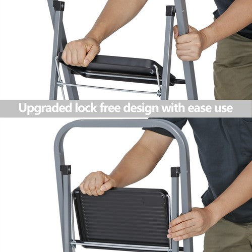 Segawe Folding 3 Step Ladder w/ Convenient Handgrip Portable Step Stool Anti-Slip Pedal