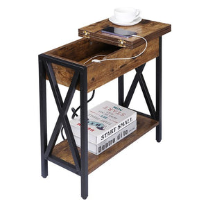 Segawe 24'' Side Table with USB Ports and Outlets X-Design Narrow Sofa Side Table Home