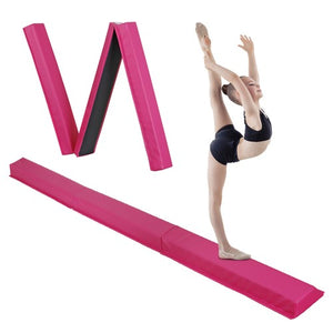 Segawe 9ft Pink Extra Firm Vinyl Balance Beam Folding Gymnastics Beam Tumbling Home