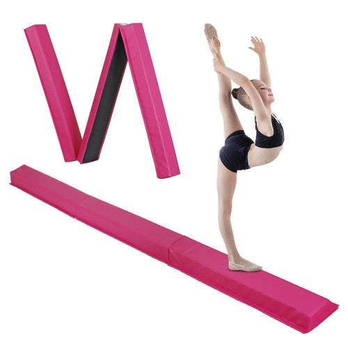 Segawe 9ft Pink Extra Firm Vinyl Balance Beam Folding Gymnastics Beam Tumbling Home