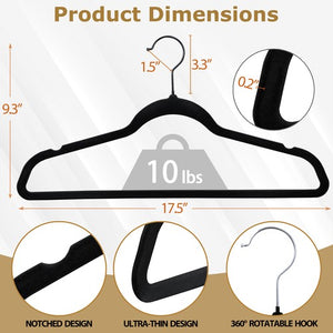 Segawe Velvet Hangers 100 Pack Non-Slip Suit Hangers with 360¡ã Rotatable Hook for Pants