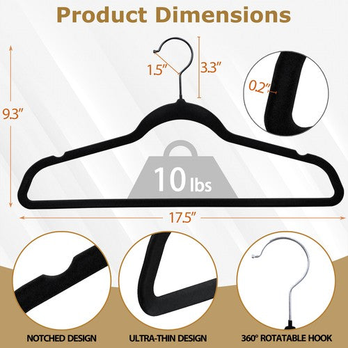 Segawe Velvet Hangers 100 Pack Non-Slip Suit Hangers with 360¡ã Rotatable Hook for Pants