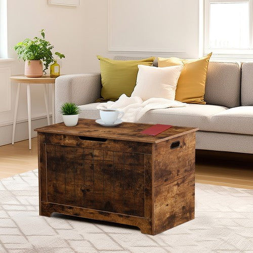 Segawe Chest Storage Trunk Wood Bedroom Large Box Blanket Books Shoes Toys Rust Brown