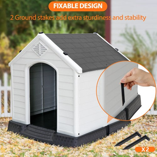 Segawe Cozy Pet Dog House Waterproof Dog House for Small to Medium Size Outdoor Grey