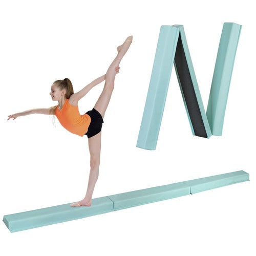 Segawe 9ft Teal Extra Firm Vinyl Balance Beam Folding Gymnastics Beam Tumbling Home