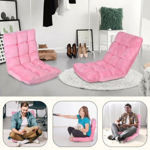 Segawe Adjustable Floor Chair Comfy Cushions Gaming Sofa Chiar Seat w/Back Support Pink