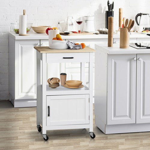 Segawe Rolling Kitchen Island Cart on Swivel Wheels Kitchen Storage Cabinet w/ 3 Hooks