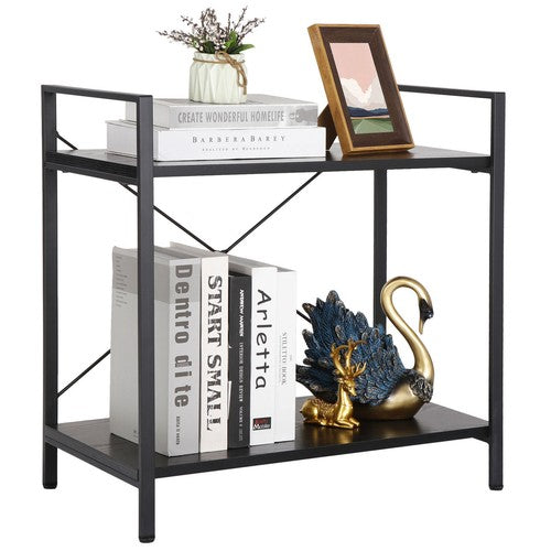 Segawe Solid Double Bookcase Short Frame Wood Bookshelf Display Rack Small Place Cozy