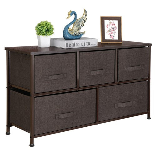 Segawe Chest 5-Fabric Drawer Sturdy Closets Bedroom Storage Cabinet Brown Dressers