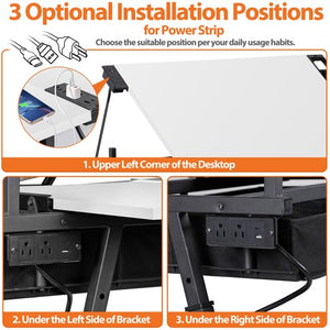Segawe Drafting Table Drawing Adjustable Craft Desk Tabletop with Stool & Drawers White