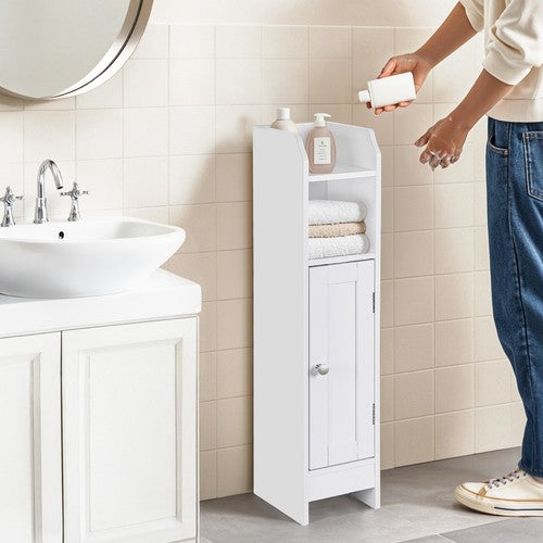 Segawe Narrow Bathroom Storage Corner Floor Toilet Cabinet w/ Door & Adjustable Shelves