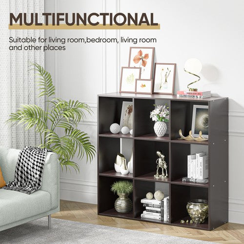 Segawe 9 Cube Storage Organizer Wooden Bookshelf Display W/5 Removable Back Panel Brown