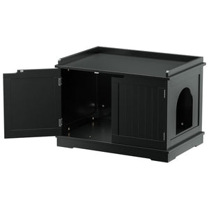 Segawe Cat Litter Box Enclosure Hidden Cat Washroom Furniture Cat House Table Black