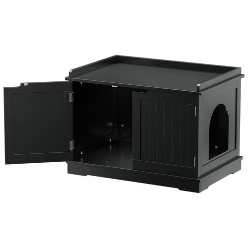 Segawe Cat Litter Box Enclosure Hidden Cat Washroom Furniture Cat House Table Black