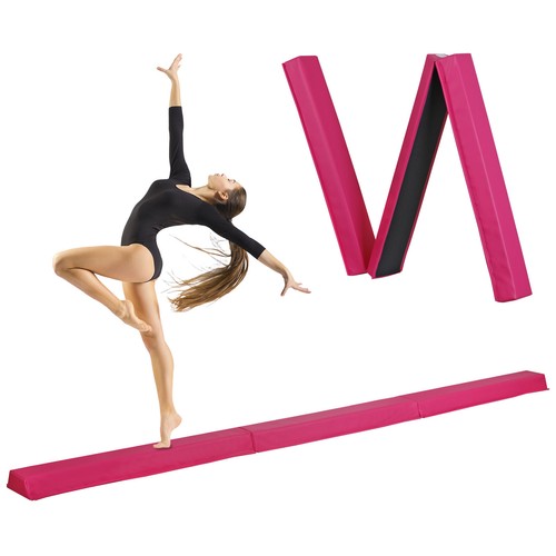 Segawe 9ft Pink Extra Firm Vinyl Balance Beam Folding Gymnastics Beam Tumbling Home