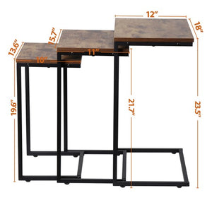 Segawe Modern Nesting Coffee Table Set of 3 C Table for Living Room Sofa Metal Legs