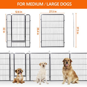 Segawe Dog Playpen 8 Panels 40" Dog Fence Pet Dog Exercise Pen Outdoor Indoor w/ Doors