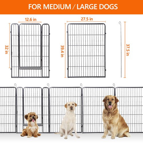 Segawe Dog Playpen 8 Panels 40" Dog Fence Pet Dog Exercise Pen Outdoor Indoor w/ Doors