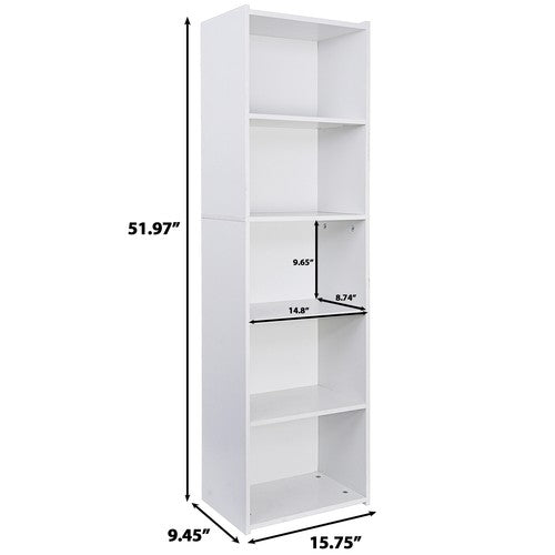 Segawe 5 Tier Bookcase Bookshelf Wood Cube Storage Shelf Display Stand for Living Room