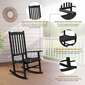 Segawe 2PCS Outdoor Rocking Chair High Back Porch Rocker Chair All Weather Resistant