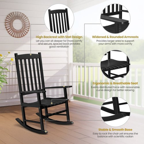 Segawe 2PCS Outdoor Rocking Chair High Back Porch Rocker Chair All Weather Resistant