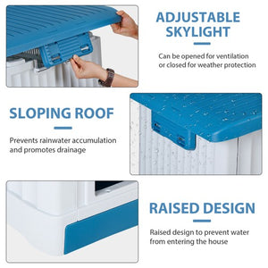 Segawe Large Plastic Dog House Indoor Outdoor Dog Kennel Waterproof Puppy Shelter Blue