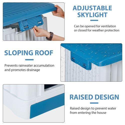 Segawe Large Plastic Dog House Indoor Outdoor Dog Kennel Waterproof Puppy Shelter Blue