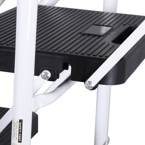 Segawe 4 Step Ladder Folding Steel Ladder with Non-Slip Wide Pedal and Tool Tray White