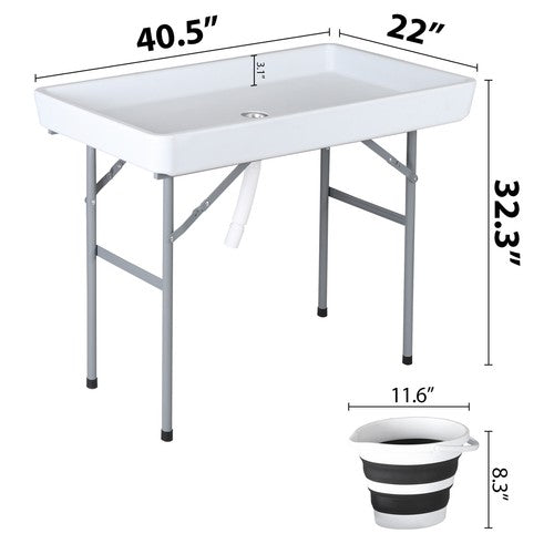 Segawe Portable Ice Cooler Table with Drain & Matching Skirt for Outdoor Party Event