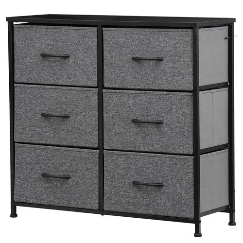 Segawe 6 Drawer Dresser Storage Tower with Fabric For Living Room Laundry Entryway Gray