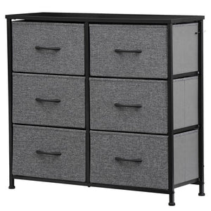 Segawe 6 Drawer Dresser Storage Tower with Fabric For Living Room Laundry Entryway Gray