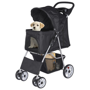 Segawe Pet Dog Stroller Travel Carriage 4 Wheels w/Foldable Carrier Cart & Cup Holder