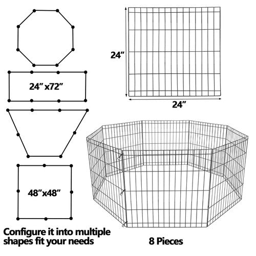 Segawe 24 Inch Dog Playpen 8 Panels Tall Large Crate Fence Pet Puppy Pen Exercise Cage