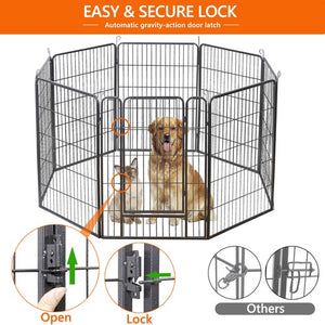 Segawe Dog Playpen 8 Panels 40" Dog Fence Pet Dog Exercise Pen Outdoor Indoor w/ Doors