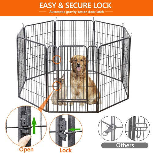 Segawe Dog Playpen 8 Panels 40" Dog Fence Pet Dog Exercise Pen Outdoor Indoor w/ Doors
