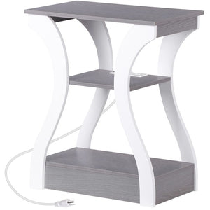 Segawe 2X 3 Tier End Table Small Bedside Table Nightstand for Bedroom Living Room Gray