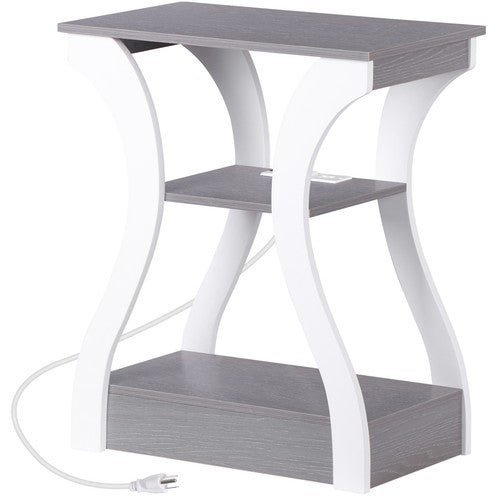 Segawe 2X 3 Tier End Table Small Bedside Table Nightstand for Bedroom Living Room Gray