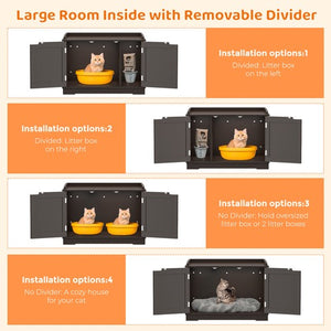 Segawe Cat Litter Box Enclosure Furniture Cat Washroom Hidden Litter Box Cabinet Coffee