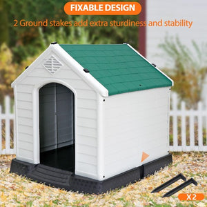 Segawe 28'' H Dog House Outdoor Durable Sturdy Dog House Puppy Shelter Kennel Green