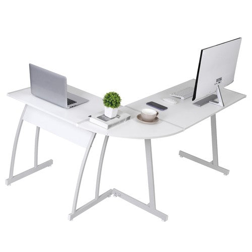 Segawe 58" Computer Gaming Laptop Table L Shaped Desk Workstation Office Desk White