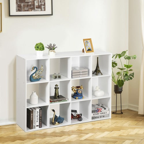 Segawe White 12 Cube Bookcase Storage Organizer Wooden Home Office Shelving Bookshelf