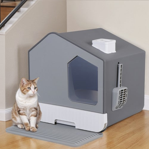 Segawe Extra Large Enclosed Cat Litter Box with Mat and Litter Scoop Anti-Splashing XL
