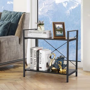 Segawe Solid Double Bookcase Short Frame Wood Bookshelf Display Rack Small Place Cozy