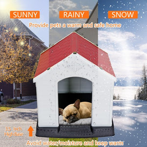 Segawe Outdoor Dog House Water Resistant Dog House Shelter for Small to Medium Size Red