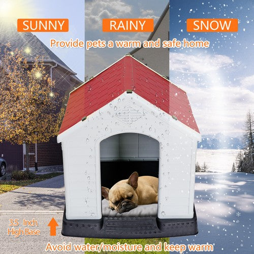 Segawe Outdoor Dog House Water Resistant Dog House Shelter for Small to Medium Size Red