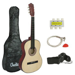 Segawe 38" Wooden Beginners Acoustic Guitar With Guitar Case,Strap and Pick Natural