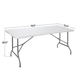 Segawe 6Ft Plastic Folding Table Portable Fold-in-Half Picnic Utility Table with Handle